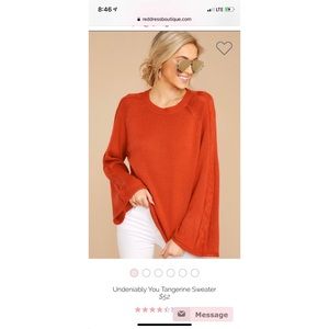 Red bell sleeve sweater